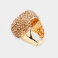 Heart Crystal Rhinestone Pave Stretch Ring - Free Sized Rings