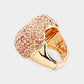Heart Crystal Rhinestone Pave Stretch Ring - Free Sized Rings