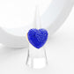 Heart Crystal Rhinestone Pave Stretch Ring - Gold Sapphire - Free Sized Rings