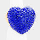 Heart Crystal Rhinestone Pave Stretch Ring - Free Sized Rings