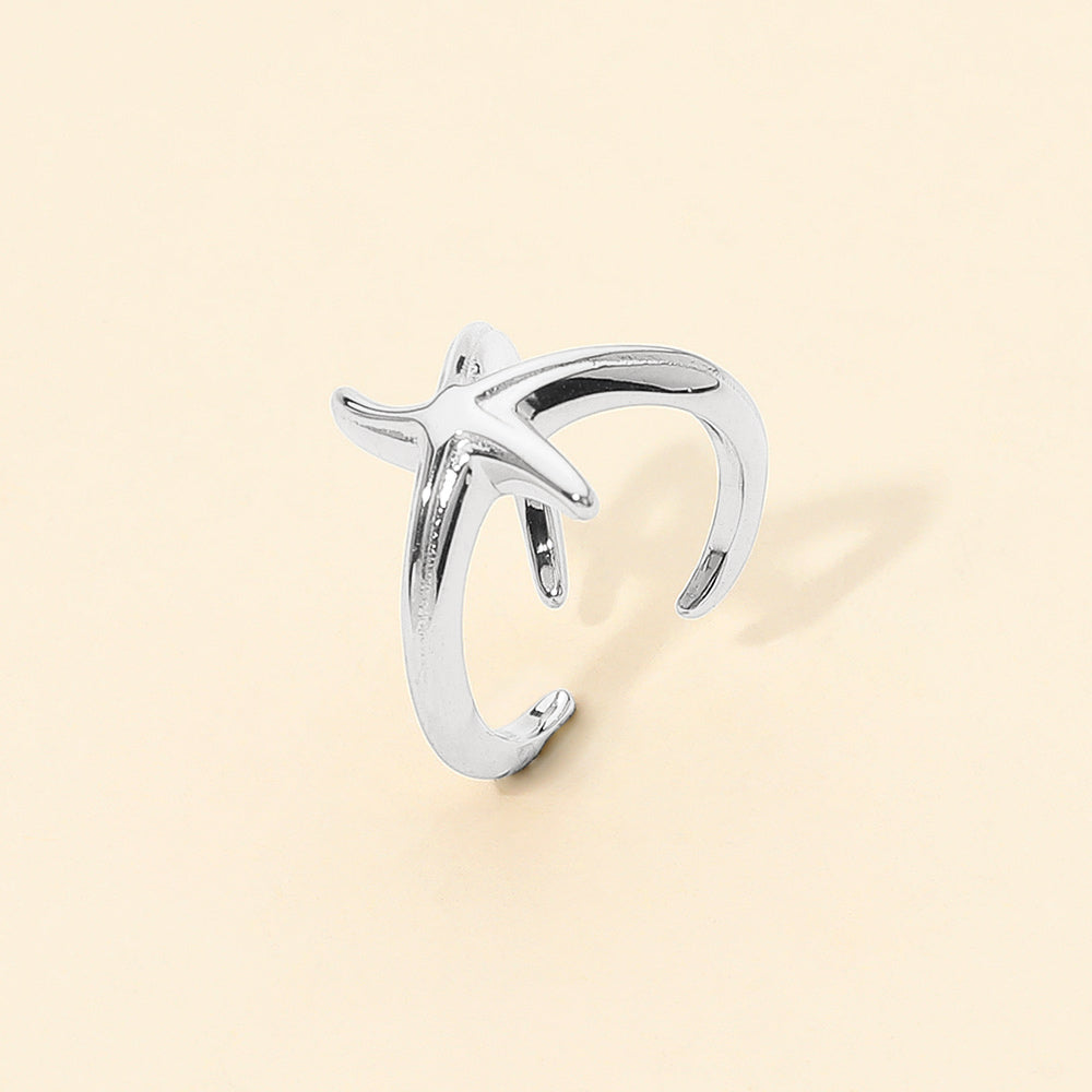 Madeline Love Rhodium SECRET BOX_Stainless Steel Starfish Wrap Ring - Jewelry