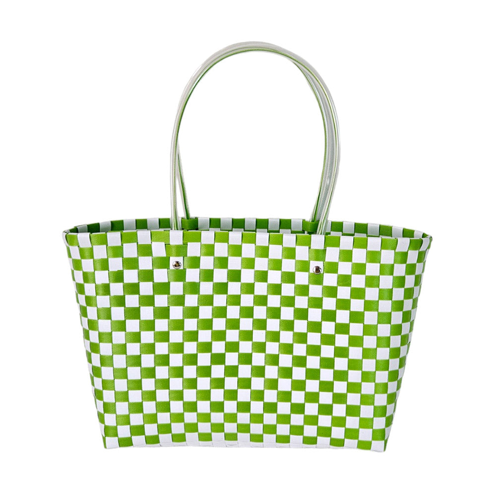 Madeline Love Lime Jelly Tube Top Handle Basket Weave Tote Bag / Shoulder Bag - Bags & Wallets - desc