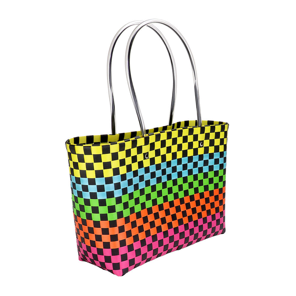 Madeline Love Multi, White Jelly Tube Top Handle Basket Weave Tote Bag / Shoulder Bag - Bags & Wallets - extra