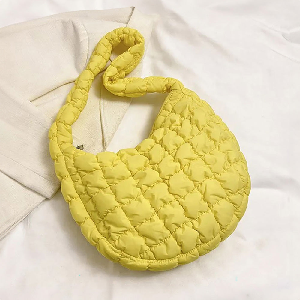Quilted Puffer Tote Shoulder Bag - Yellow - Tote Bag