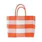 Madeline Love Orange Basket Weave Checkered Hand Bag / Tote Bag - Bags & Wallets - desc