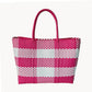 Madeline Love Pink Basket Weave Checkered Hand Bag / Tote Bag - Bags & Wallets - desc