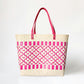 Madeline Love Pink Quatrefoil Patterned Basket Weave Tote Bag / Shoulder Bag - Bags & Wallets