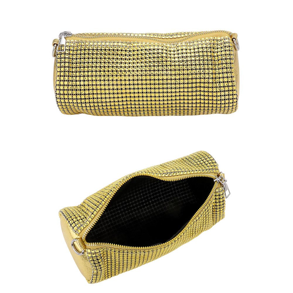 Madeline Love Gold Bling Studded Round Mini Crossbody Bag - Bags & Wallets - desc