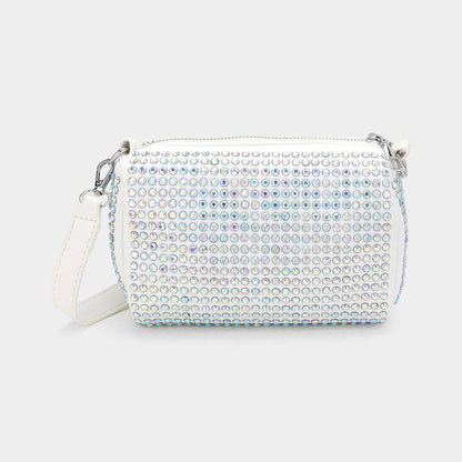 Madeline Love AB, White Bling Studded Mini Hand Bag / Crossbody Bag - Bags & Wallets