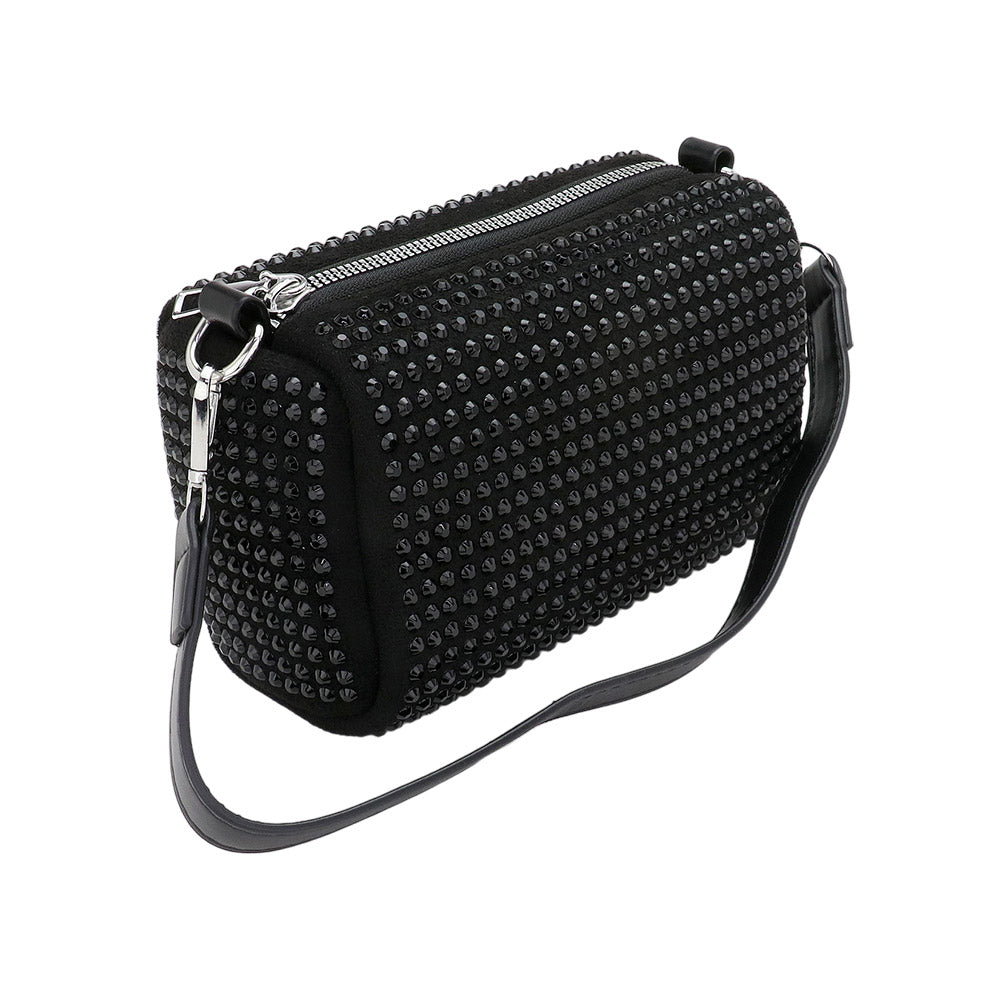 Madeline Love AB, White Bling Studded Mini Hand Bag / Crossbody Bag - Bags & Wallets - desc