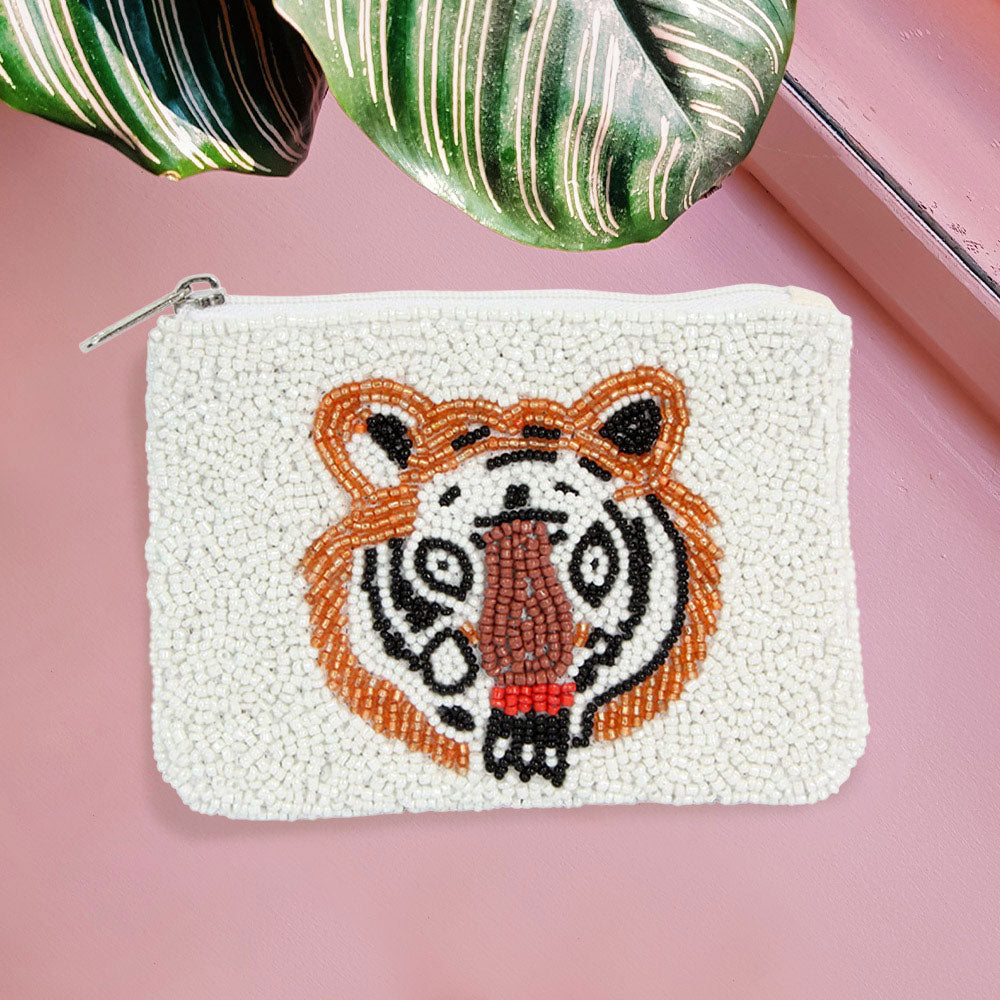 Madeline Love Multi Seed Beaded Tiger Accented Mini Pouch Bag - Bags & Wallets