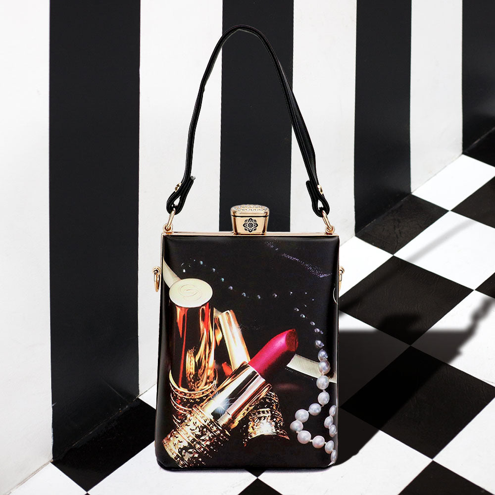 Madeline Love Multi Lipstick Printed Top Handle Mini Bag / Crossbody Bag - Bags & Wallets