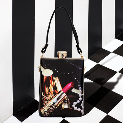 Madeline Love Multi Lipstick Printed Top Handle Mini Bag / Crossbody Bag - Bags & Wallets