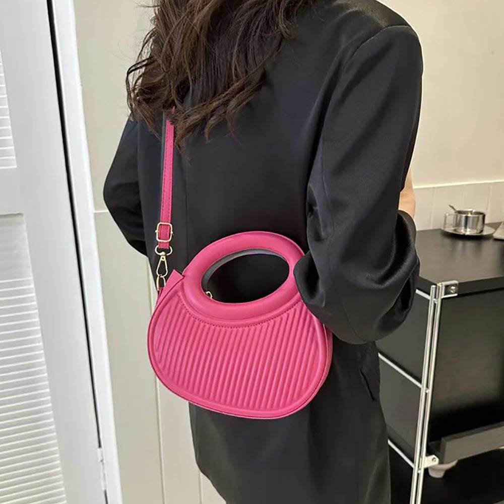 Madeline Love Fuchsia Half Moon Small Shoulder Bag / Crossbody Bag - Bags & Wallets