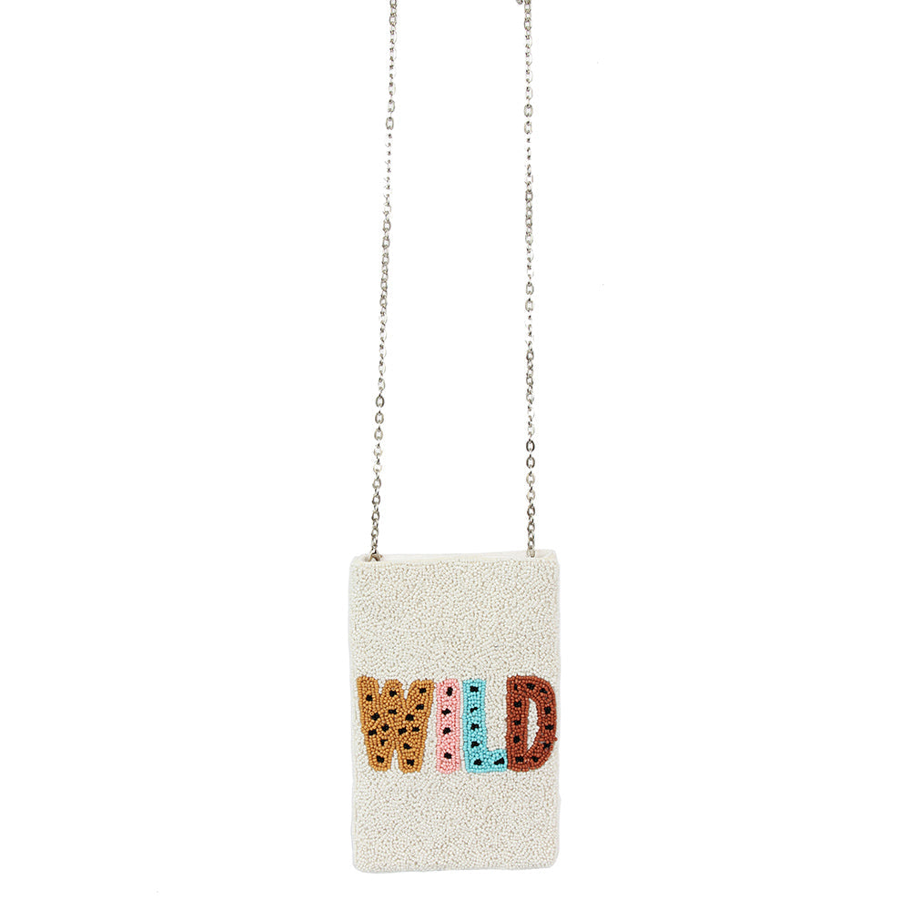 Madeline Love White Wild Message Seed Beaded Crossbody Bag - Bags & Wallets - desc