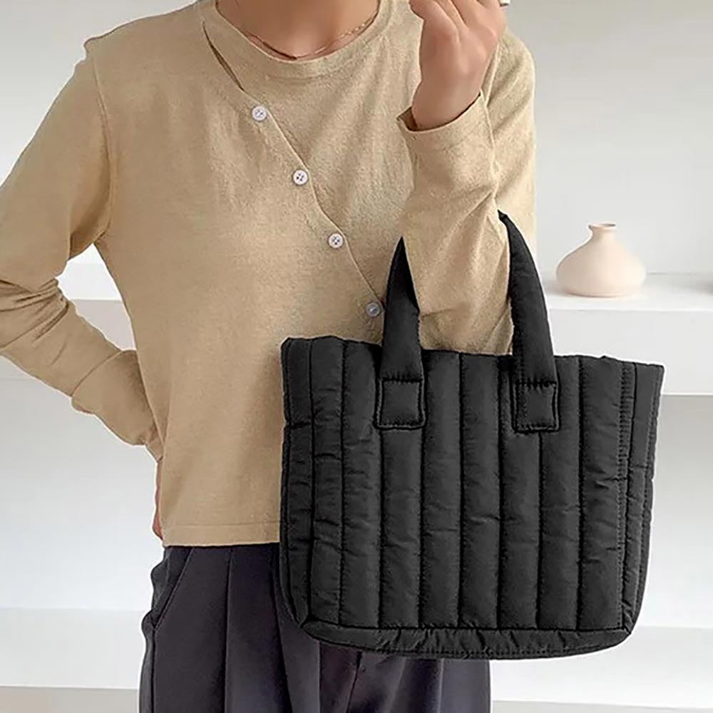Madeline Love Black Quilted Padded Hand Bag / Tote Bag - Bags & Wallets