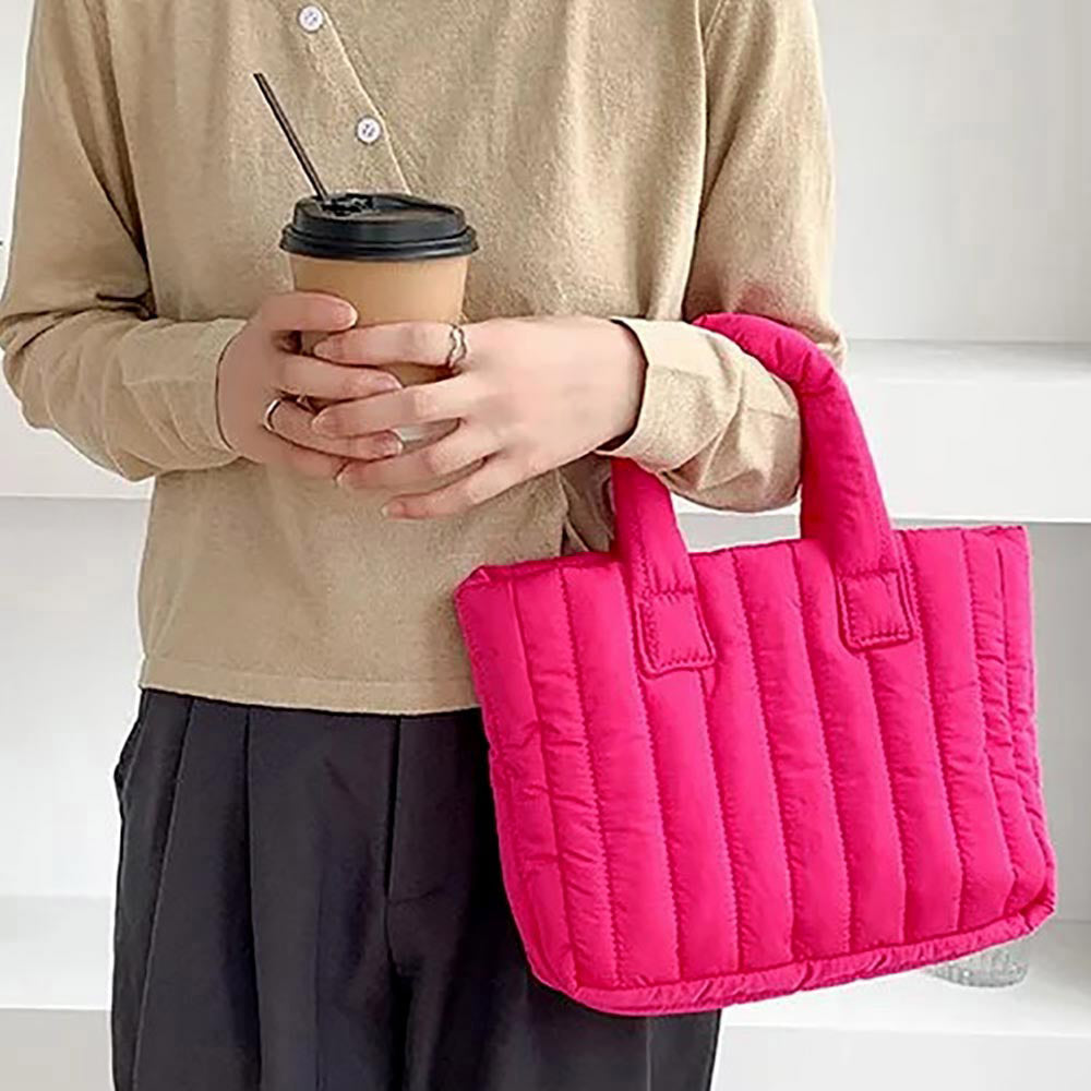 Madeline Love Fuchsia Quilted Padded Hand Bag / Tote Bag - Bags & Wallets