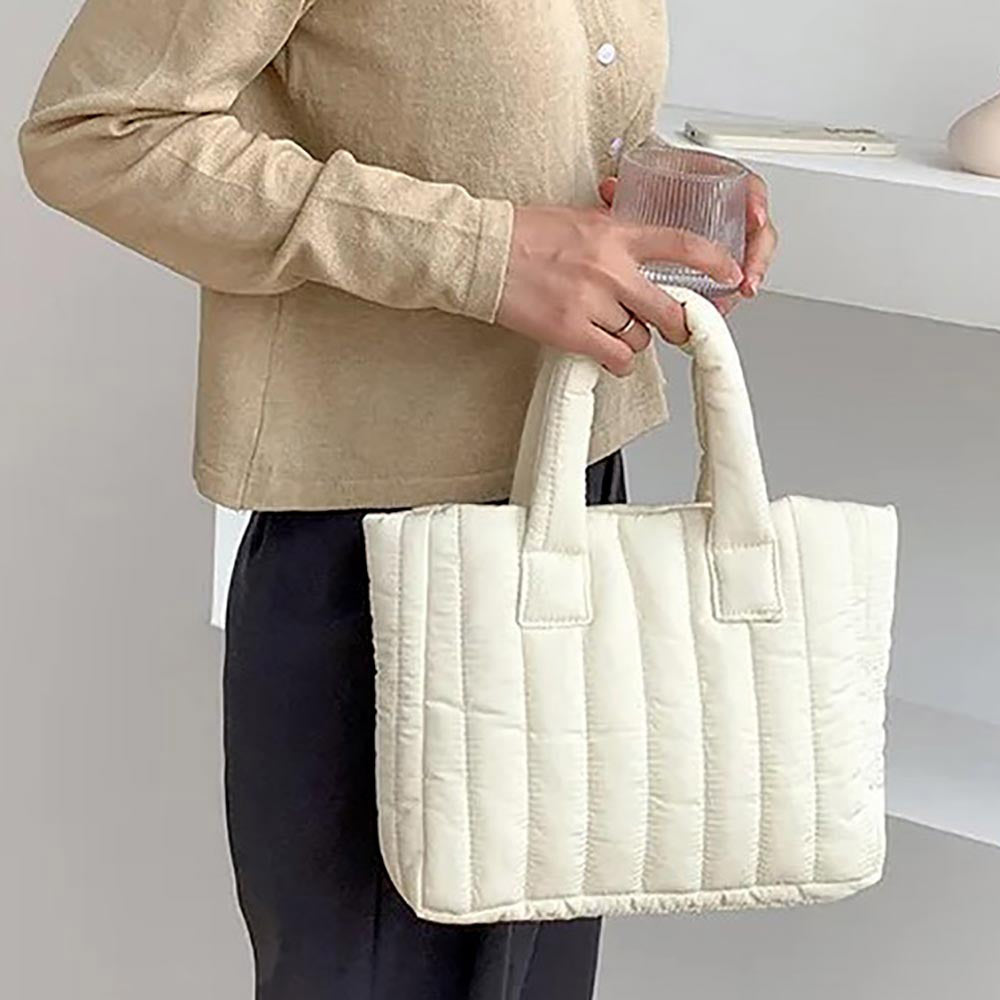 Madeline Love White Quilted Padded Hand Bag / Tote Bag - Bags & Wallets