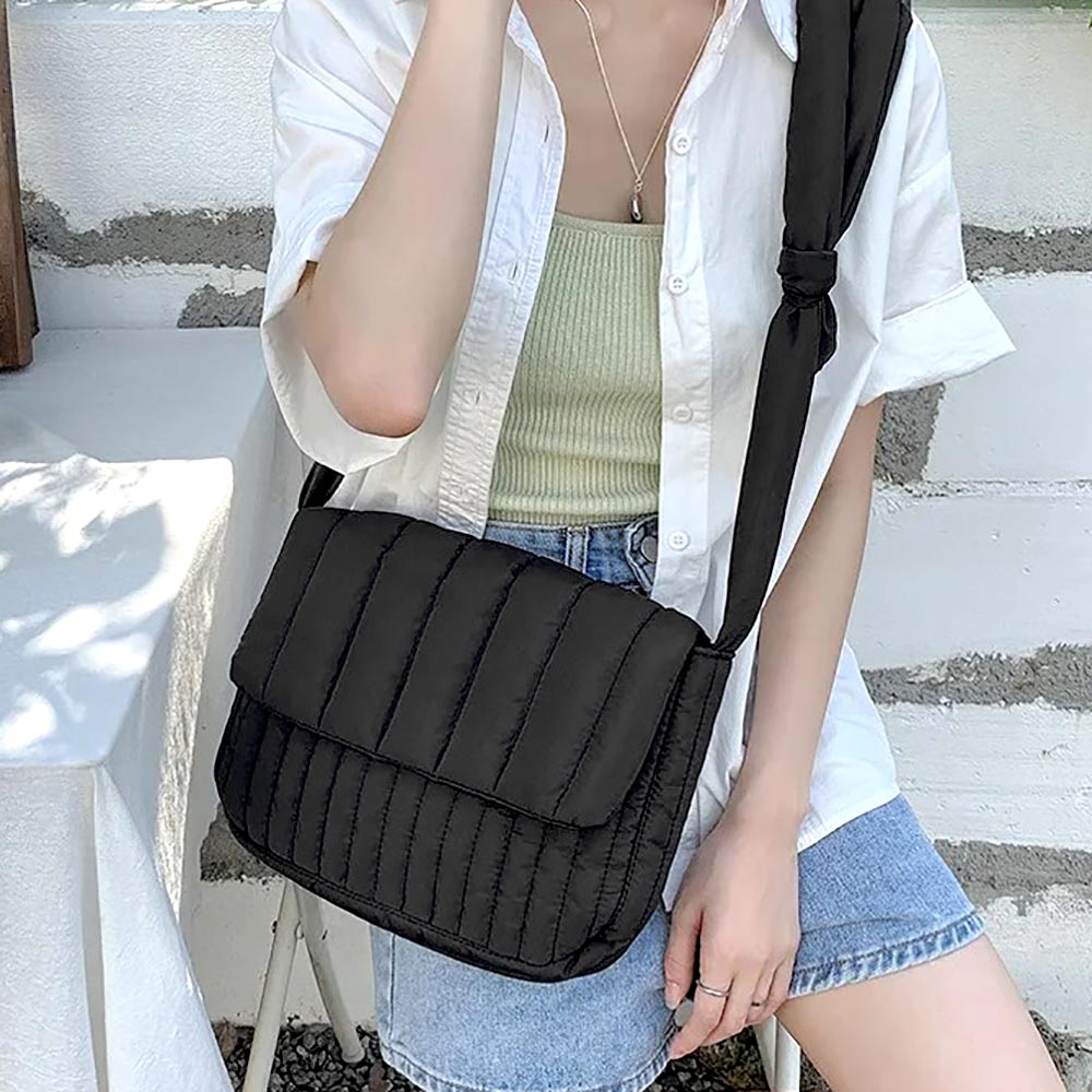 Madeline Love Black Quilted Padded Crossbody Bag - Bags & Wallets