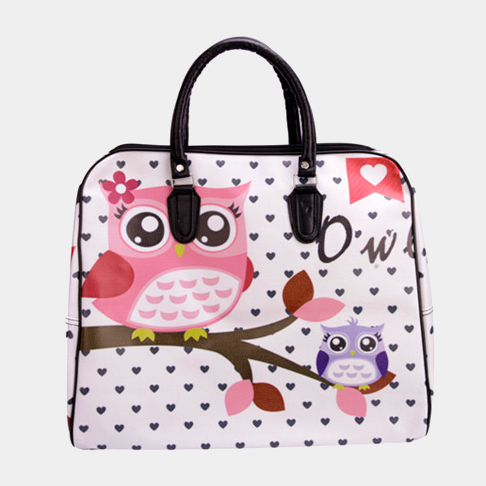 Madeline Love White Owl Printed Tote / Crossbody Travel Bag - Bags & Wallets