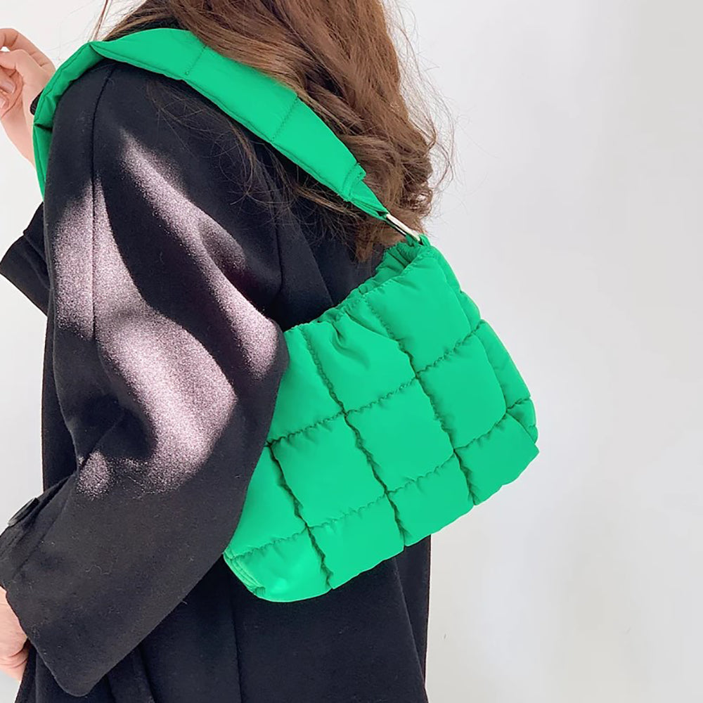Madeline Love Green Quilted Padded Shoulder Bag - Bags & Wallets