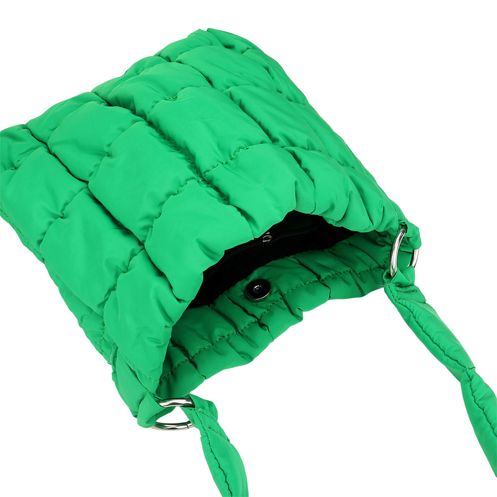 Madeline Love Green Quilted Padded Shoulder Bag - Bags & Wallets - desc