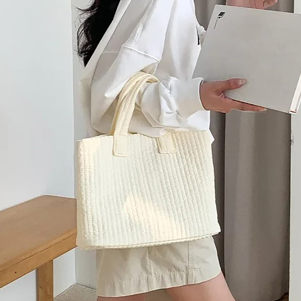 Madeline Love Ivory Quilted Padded Tote Bag - Bags & Wallets
