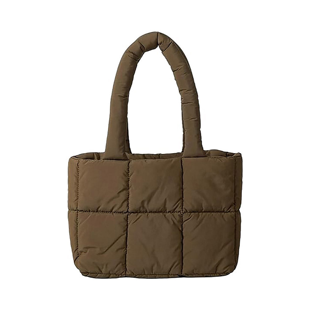 Madeline Love Brown Quilted Padded Shoulder Bag / Tote Bag - Bags & Wallets - desc