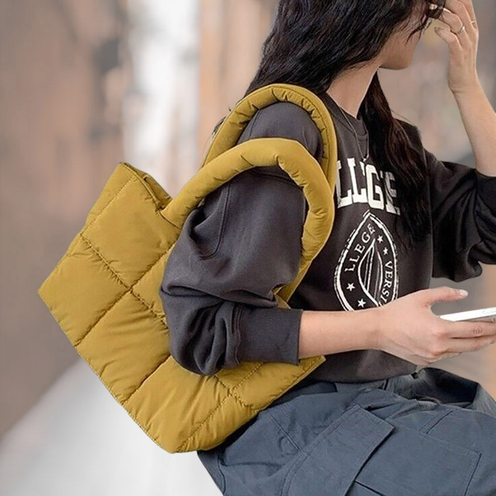 Madeline Love Yellow Quilted Padded Shoulder Bag / Tote Bag - Bags & Wallets