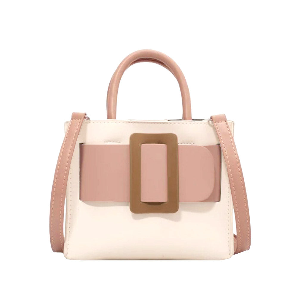 Madeline Love Pink Faux Leather Belt Buckle Accented Mini Crossbody Bag - Bags & Wallets - desc