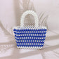 Madeline Love Royal Blue, White Mini Pearl Tote Bag - Bags & Wallets