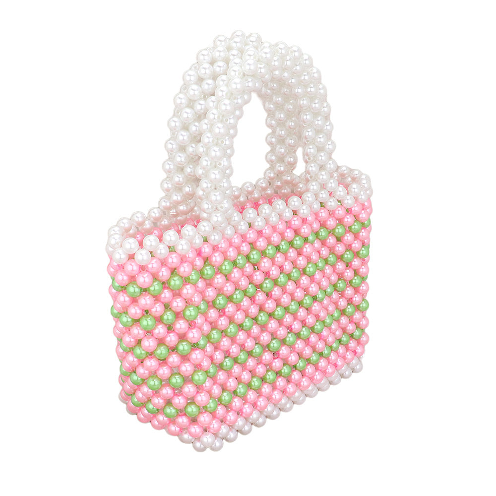 Madeline Love Royal Blue, White Mini Pearl Tote Bag - Bags & Wallets - extra