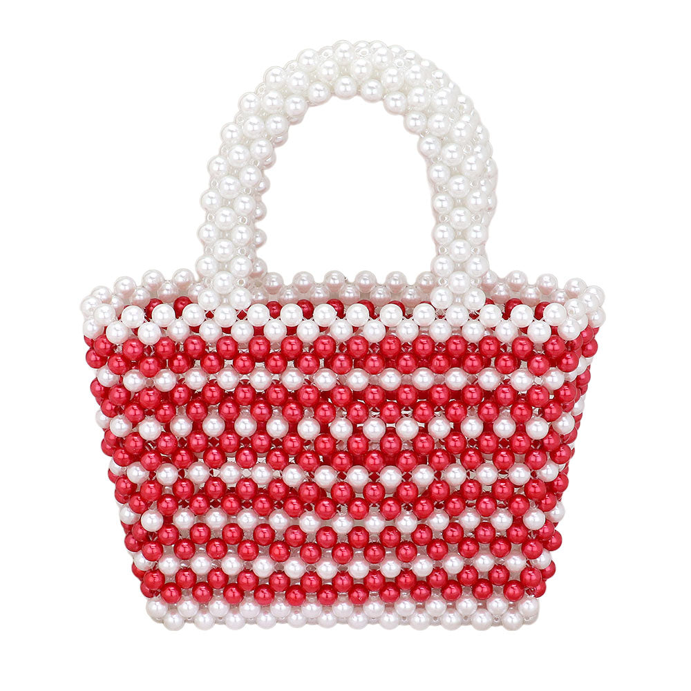 Madeline Love Red, White Mini Pearl Tote Bag - Bags & Wallets - extra