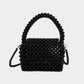 Madeline Love Black Pearl Beaded Mini Top Handle Handbag / Crossbody Bag - Bags & Wallets