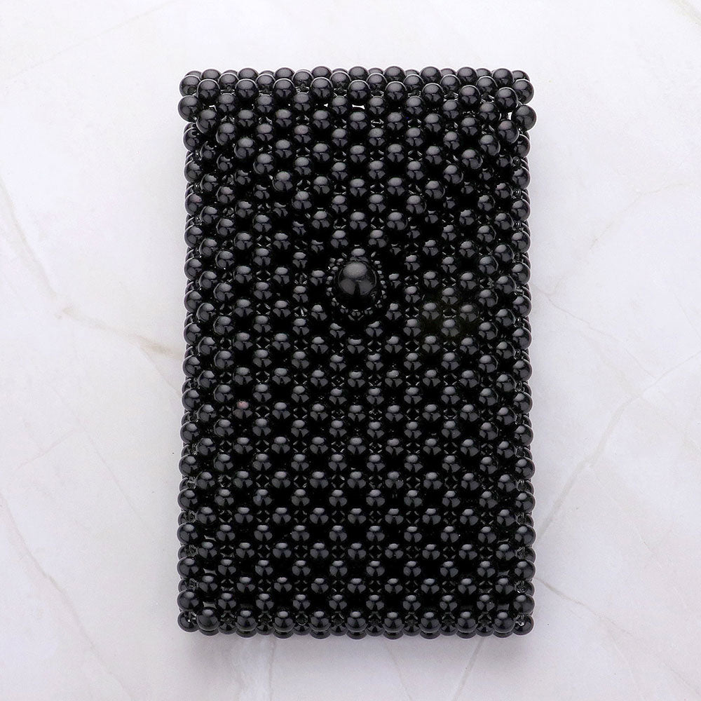 Madeline Love Black Pearl Beaded Phone Holder Crossbody Bag - Bags & Wallets