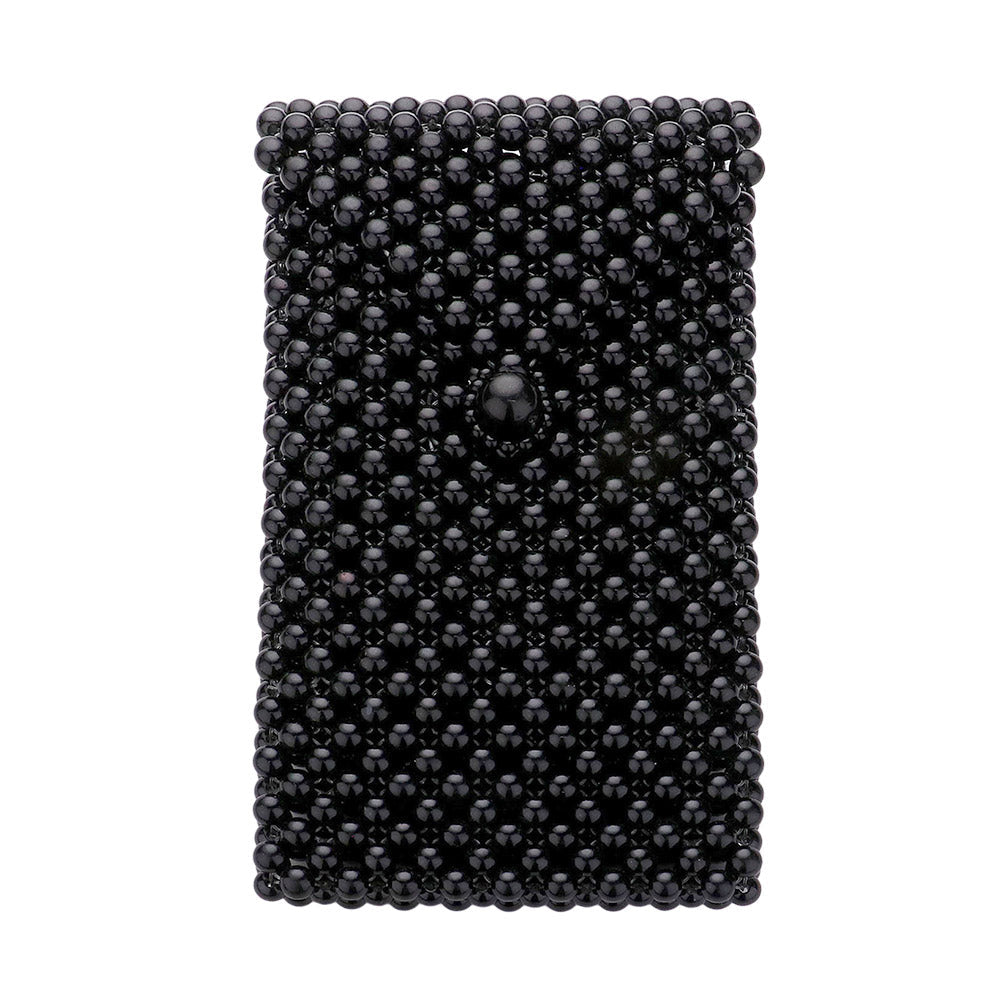 Madeline Love Black Pearl Beaded Phone Holder Crossbody Bag - Bags & Wallets - desc