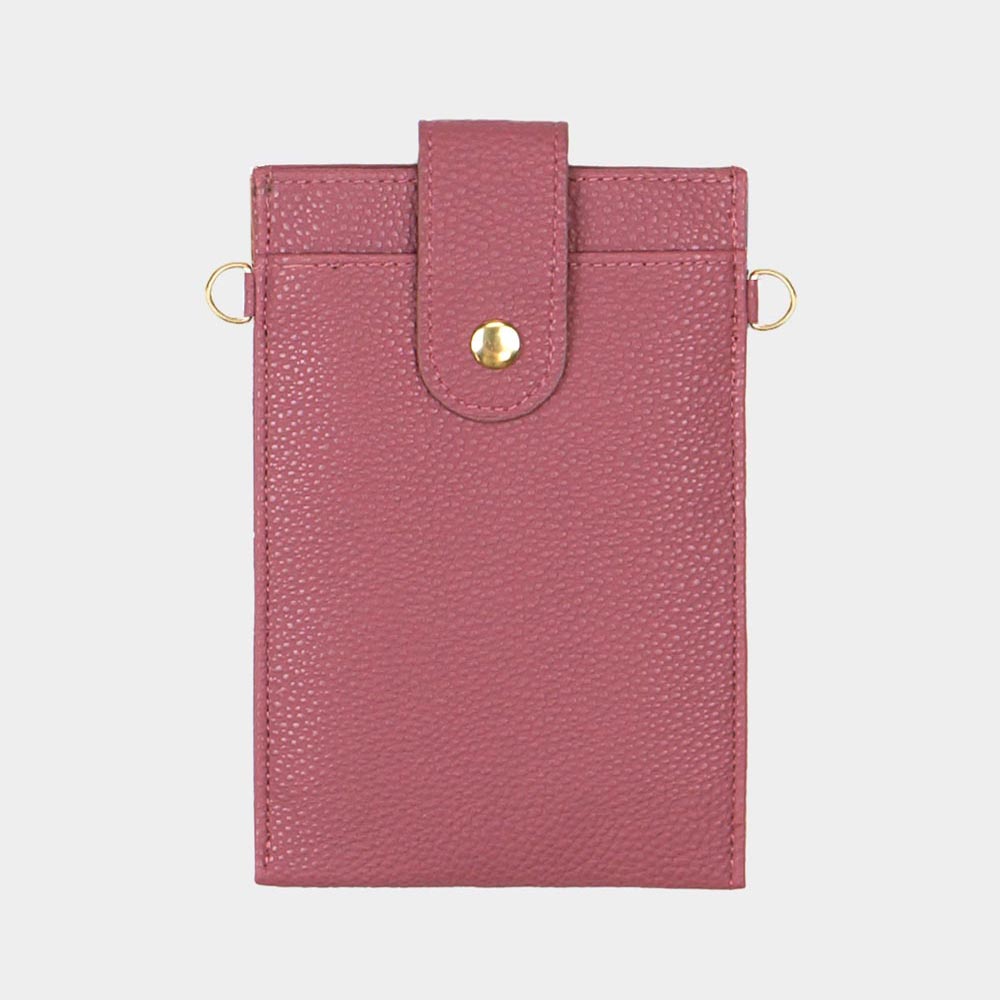 Madeline Love Pink Solid Faux Leather Card Wallet Travel Neck Bag - Bags & Wallets