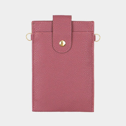 Madeline Love Pink Solid Faux Leather Card Wallet Travel Neck Bag - Bags & Wallets