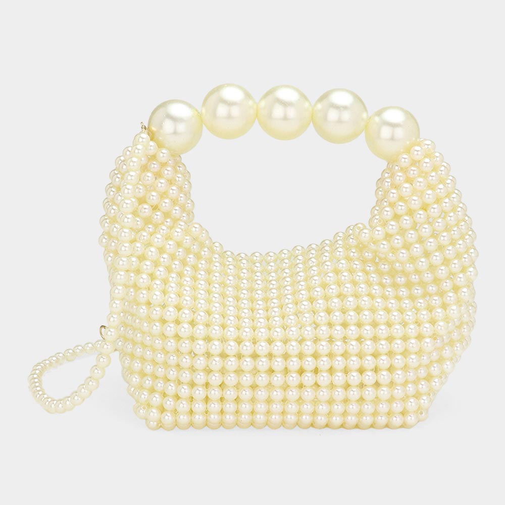 Madeline Love Cream Pearl Beaded Handbag / Crossbody Bag - Bags & Wallets