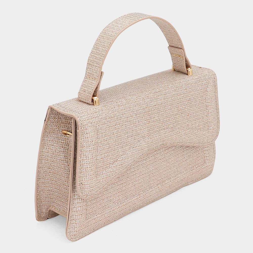 Madeline Love Pink Glittered Top Handle Flap Square Bag / Crossbody Bag - Bags & Wallets - desc