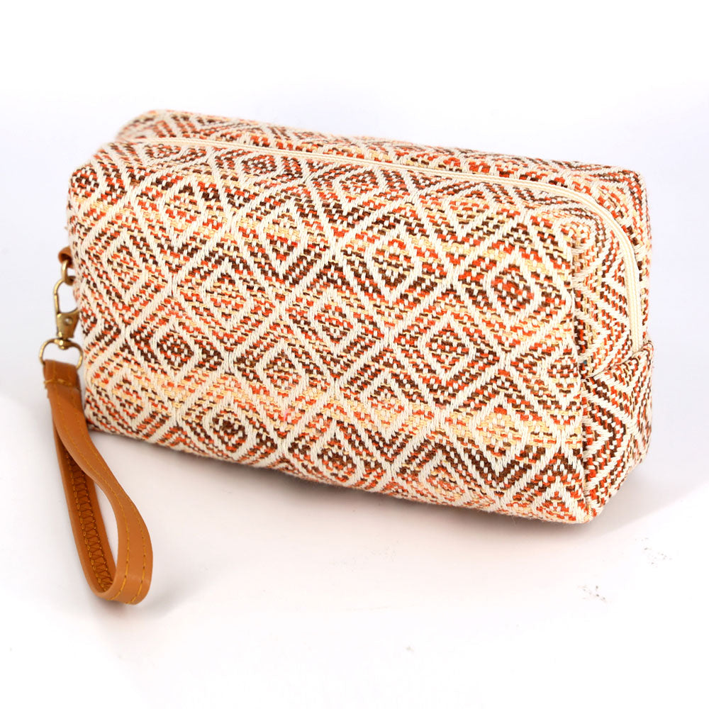 Madeline Love Brown Aztec Patterned Wristlet Pouch Bag - Beauty & Cosmetics - desc