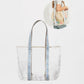 Madeline Love Light Blue Hat Carrying Transparent Aztec Pattern Strap Tote Bag - Bags & Wallets - extra