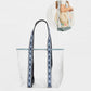 Madeline Love Navy Hat Carrying Transparent Aztec Pattern Strap Tote Bag - Bags & Wallets - extra