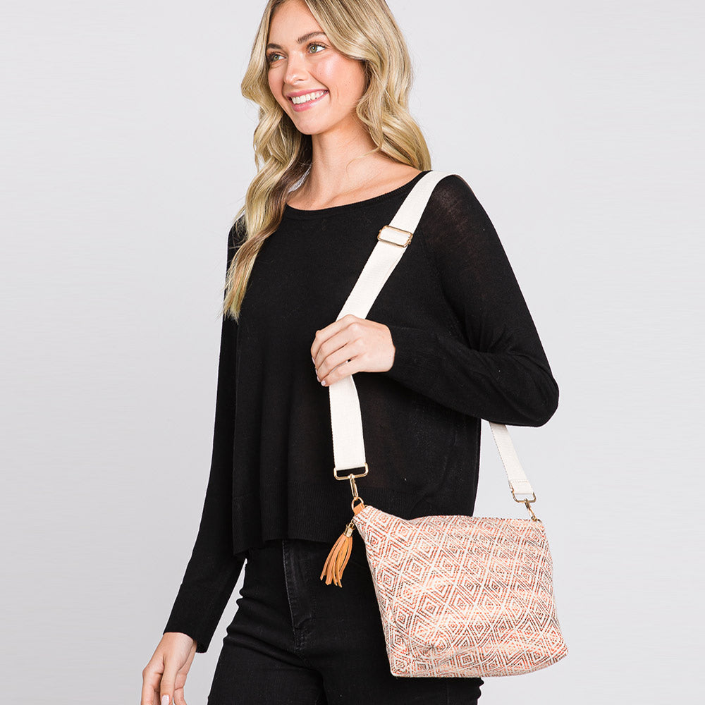 Madeline Love Brown Aztec Patterned Tassel Crossbody Bag - Bags & Wallets