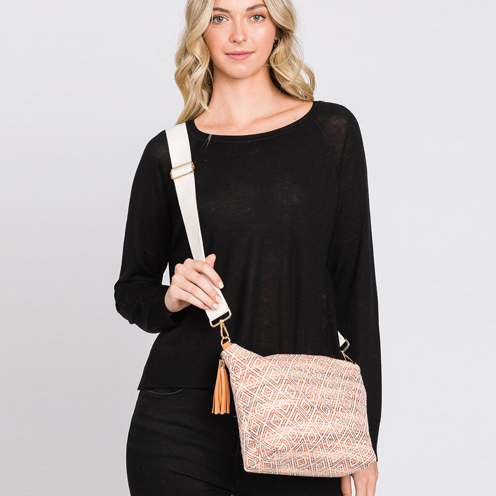 Madeline Love Brown Aztec Patterned Tassel Crossbody Bag - Bags & Wallets - extra