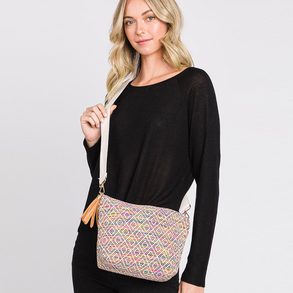 Madeline Love Multi Aztec Patterned Tassel Crossbody Bag - Bags & Wallets