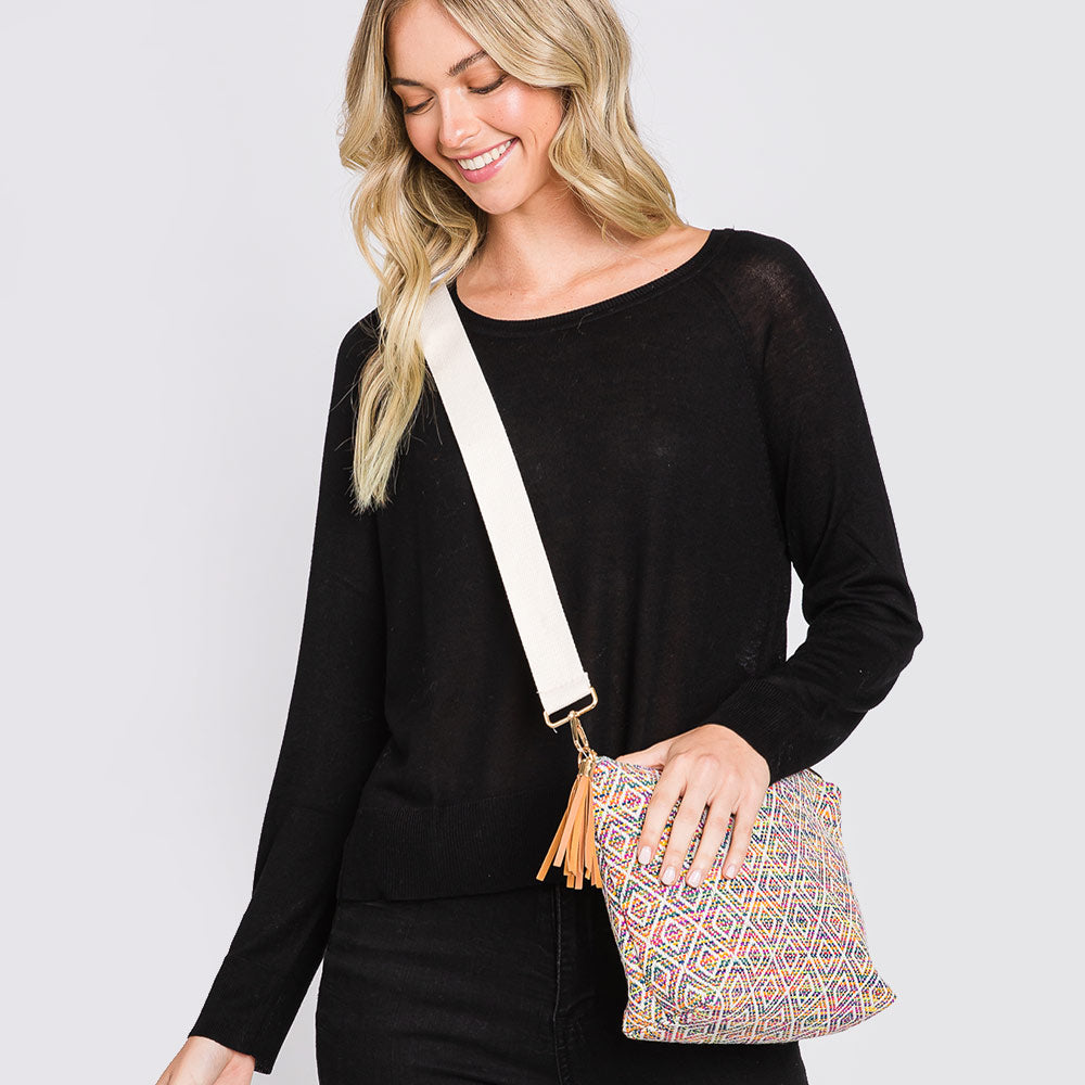 Madeline Love Multi Aztec Patterned Tassel Crossbody Bag - Bags & Wallets - extra