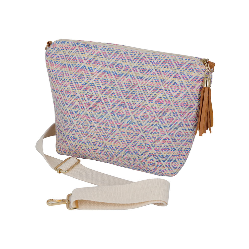 Madeline Love Pink Aztec Patterned Tassel Crossbody Bag - Bags & Wallets - extra