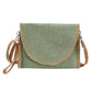 Madeline Love Olive Green Frayed Trip Two Tone Straw Clutch / Crossbody Bag - Bags & Wallets - desc