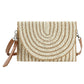 Madeline Love Beige Color Striped Two Tone Straw Clutch / Crossbody Bag - Bags & Wallets - desc